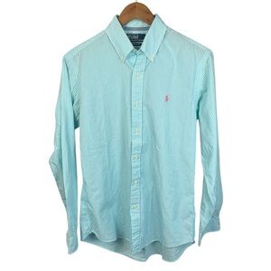 BF1149 men’s polo, Ralph Lauren custom fit preppy striped button-down shirt M